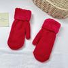 Manoplas de Invierno para Mujer de Doble Capa con Puño y Piel de Conejo Gruesa de Color Sólido para Calidez y Protección contra el Frío, Adecuadas para Ciclismo, Guantes para Adultos