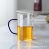 Juego de Vasos de Vidrio de Borosilicato para el Hogar Sala de Estar Vaso de Agua Vaso de Jugo Vaso Pequeño para Té de Burbujas Vaso con Asa de Colores Vaso para Beber