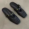 Mules Chuyuji de estilo retro francés para mujer que aumentan la altura, sandalias mule elegantes tejidas huecas para uso en exteriores