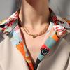 Colar Europeu e Americano Ins Peça Redonda Palavra da Sorte Dupla Camada Empilhado Pulseira Feminina Conjunto de Joias Femininas E184-P853
