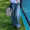 2026 Nuevos Jeans Retro Americanos Sueltos de Pierna Ancha de Tiro Alto Pantalones Largos Fluidos de Longitud hasta el Suelo Estilo Casual Perezoso Pantalones Largos