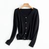 Suéter 100% Lana Pura con Hebilla de Perla Vintage, Nuevo en Primavera y Otoño, Cárdigan Pequeño para Mujer, Chaqueta de Punto con Cuello en V, Top Versátil, Tendencia