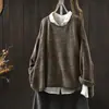 Suéter Tejido Súper Elegante para Mujer, Nuevo Otoño 2025 Algodón Holgado Casual Jersey para Superponer con un Ambiente Relajado y Perezoso