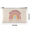 Bolsa de maquillaje nueva de lona con cremallera, bolsa de lona arcoíris inspiradora para mujeres, bolsa de maquillaje multifuncional, bolsa de almacenamiento para cosméticos