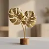 Lujo Ligero Hoja de Oro Hierro Forjado Adorno Base de Madera Hoja de Tortuga Hoja de Ginkgo Pluma Decoración de Escritorio Personalizado