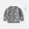 Suéter de Bebê Outono e Inverno Cardigan de Tricô Roupa Externa Menino Roupas de Inverno Crianças Top Espessado de Bolinhas Roupa Externa