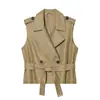 Comércio Exterior Transfronteiriço Roupas Femininas 2026 Novo Estilo Europeu e Americano Moda Colete Sem Manga com Cinto e Ombreiras Dupla-Face 6318053