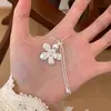 Colar de Liga Verão Novo Estilo~Colar de Flor Prateada Estilo Coreano para Mulheres Design de Nicho Corrente da Clavícula Acessório da Moda