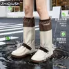 Cubrezapatos de lluvia para adultos para hombres y mujeres, nuevos, de tubo alto, portátiles, impermeables, antideslizantes, engrosados, resistentes al desgaste, para andar en bicicleta eléctrica y uso al aire libre