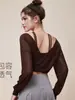 Top de Ropa de Yoga de Alta Gama Yidi, Cubierta Deportiva de Secado Rápido de Manga Larga para Entrenamiento de Pilates y Fitness (Bustier No Incluido)
