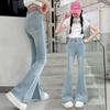 Jeans Flare Tendência para Meninas com Bordado de Laço para o Verão 2025