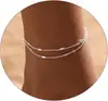 Tobillera de Cadena Hueso de Pescado Serpiente con Cuentas Finas y Clip de Papel con Corazón de Acero Inoxidable Lujo Ligero Nicho Joyería Simple para el Pie