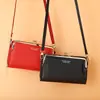 Bolsa de Celular Nova no Atacado para Mulheres Moda Japonesa e Coreana Padrão Horizontal Granulado Bolsa Transversal Bolsa de Ombro Grande Capacidade Carteira com Zíper