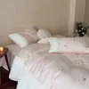 Juego de cama de cuatro piezas estilo princesa 100S de alto número de hilos, 100% algodón, funda nórdica bordada de algodón puro de fibra larga de Xinjiang, juego de tres piezas