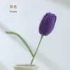 Decoración de flor de tulipán tejida a mano vertical terminada, flor artificial tejida a crochet para el Día del Maestro