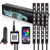 Kit de Modificación de Luz Ambiental para el Suelo del Coche, LED de App Uno a Cuatro Colores Múltiples Controlados por Sonido para el Interior del Coche, Iluminación Ambiental para el Interior del Coche