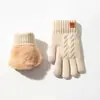 Guantes transfronterizos nuevos de doble capa con forro polar, engrosados, de forro polar ártico, tejido jacquard, cálidos, para ciclismo de invierno, guantes de esquí