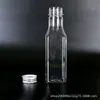 Botella de bebida transparente para mascotas botella de condimento grado alimenticio botella dividida de aceite de oliva botella cuadrada de jugo de 350 ml