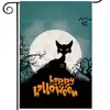 Bandera de Jardín de Halloween Transfronteriza 20.22 millones Estampado de Lino Cuadros Acuarela Decorativa para Patio Exterior de Halloween