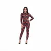 Body Estampado de Esqueleto Europeu e Americano para Halloween Feminino Manga Longa Slim Fit Collant Fantasia para Baile de Máscaras Performance de Palco