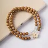 Pulsera de Sándalo Verde Natural para Atraer Riqueza y Buena Fortuna, Diseño Original de Círculo Único para Hombres y Mujeres, Artículo de Regalo Popular, Cuentas Budistas de Madera, Pulsera Coleccionable