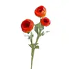 Flores de ranúnculo artificiales de un solo tallo, tres ramas, esponjosas y elegantes para decoración del hogar, fotografía de bodas y textiles suaves.