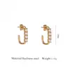 Pendientes Transfronterizos Europeos y Americanos, Pendientes Simples y de Lujo con Forma de C, Pendientes de Moda de Acero Inoxidable Chapado en Oro de 18 Quilates, Pendientes Versátiles para Mujer