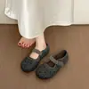 Boca baja peludo versátil tejido de una sola capa velcro slip-on fondo plano zapatos individuales para mujer Zapatos Wanwan Otoño 2026 nuevo estilo