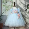 Vestido de Hada de las Flores de Seda Yalinda para Niños Vestido de Princesa con Aplicación Tridimensional para Niñas Vestido de Anfitriona para Niños Pequeños y Medianos