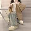 Cárdigan de Punto de Punto de Estilo Universitario para Principios de Otoño para Mujer Estilo Coreano Estilo Relajado Cuello en V Chaqueta Pequeña Versátil de Color Puro de Alta Gama