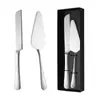 Juego de dos piezas de acero inoxidable transfronterizo para bodas y banquetes: cuchillo para pan, espátula para pastel y pizza, espátula para hornear de mango largo
