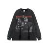 Camiseta de manga corta de estilo europeo y americano con estampado antiguo, lavado pesado, base de agua, estilo perezoso para hombre, estilo americano, marca de moda hip hop.