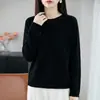 Suéter de Punto para Mujer 2026 Colección Otoño/Invierno Nueva, Prenda Premium, Cuello Redondo con Borde Enrollado, Manga Larga, Hueco, Color Sólido, Top Base