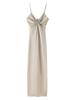 Ropa de Mujer Europea y Americana Retro Francés Textura Satén de Seda Diseño Calado Ajustado Vestido Largo Slip 2025 Primavera Nuevo