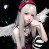 Xingcheng Peluca Femenina Cabello Largo Celebridad de Internet Moda Cabello Largo Liso Chica Blanca Dorada Grupo Lolita Dulce Diaria Peluca Completa