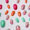 24 Peças de Unhas Postiças Ovais Peças de Armadura para Unhas Estilo Doce Fresco Padrão Floral Arte de Unhas Brilhante Venda por Atacado Transfronteiriça