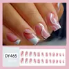 Uñas Postizas Rosas Estilo Francés de Comercio Exterior, Líneas Brillantes con Sentido de Atmósfera, Uñas Portátiles, 24 Piezas, Uñas Postizas Más Vendidas al por Mayor