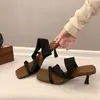 Estilo Novo de Verão 2026~Sandálias de Salto Agulha com Tiras e Bico Quadrado Francês de 6,5cm para Mulheres, Adequadas para Escritório e Uso Casual