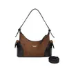 Elegante bolso tote de retazos de gamuza retro para mujer, nueva colección 2026, moderno y versátil, gran capacidad, bolso de hombro, bolso cruzado