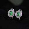 Yilu Prata S925 Prata Esterlina Jade Retro Moda Elegante Rosto de Ovo Incrustado Zircônia Brincos Luxo Leve Clipe de Orelha de Alta Qualidade