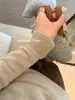 Suéter de Punto de Terciopelo Estilo Coreano Perezoso de Una Pieza Ajustado de Manga Larga para Mujer, Top Suave y Acogedor de Cuello Alto para Otoño e Invierno