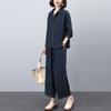 Traje de mezclilla 2024 nuevo principios de primavera usar un conjunto de hermoso traje de moda reductor de edad estilo extranjero madre traje de dos piezas