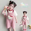 Conjunto de Macacão para Meninas Verão 2026 Novo Desenho Animado Fino Estiloso Manga Curta Roupa de Verão Duas Peças para Bebê