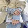 Luvas Femininas de Dedo Aberto, Protetores de Pulso de Inverno Espessos e Quentes, Luvas de Meio Dedo Macias e Elásticas