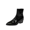 Botines Chelsea de Piel de Vaca Lavada de Gama Alta 2026 Invierno Gruesos Tacón Medio Punta Aguda Versátiles Piel Genuina Botines Cortos Profesionales Mujer