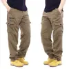Pantalones de Trabajo Casuales de Algodón para Hombre con Cintura Elástica, Talla Grande, Multibolsillos, Corte Holgado, Pantalones Largos para Obra