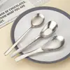 Colher de Sopa de Liga de Titânio Estilo Chinês Doméstica, Colher de Sopa de Titânio Puro Cristal de Gelo, Colher Lingote com Padrão de Pedra, Louça de Titânio Puro
