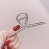 Pinza para el cabello de aleación de plata y metal grande llena de vitalidad, pinza para el cabello con forma de tiburón, pinza para el cabello sencilla.