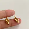 Brincos de Tarraxa Pequenos com Nó Estilo Francês Europeu e Americano Leve Luxo Modernos Elegantes Estilo Frio Aço Titânio Banhado a Ouro Brincos de Tarraxa para Mulheres