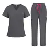 Suministrado directamente por el fabricante: ropa de trabajo médica, uniformes de manga corta para personal médico, pantalones médicos con cintura de cordón, uniformes de enfermera de hospital al por mayor